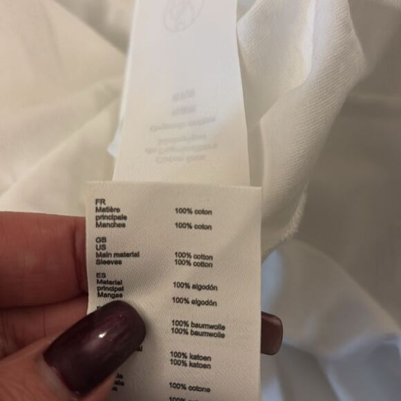 Maje 100% cotton White Puff Sleeve Top , L - Picture 9 of 9